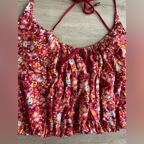 Free People Daisy Babe Floral Tank Red Spring Summer SZ L - Picture 4 of 7